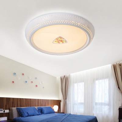 Round Ceiling Mounted Fixture Contemporary Metal White LED Flush Mount Lighting, 23
