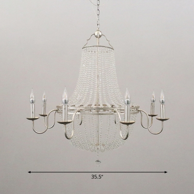 Silver 6 Lights Chandelier Light Fixture Countryside Crystal Candlestick Ceiling Hang Fixture