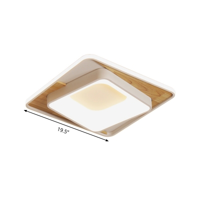 Square Acrylic Ceiling Lamp Simple Style White 16