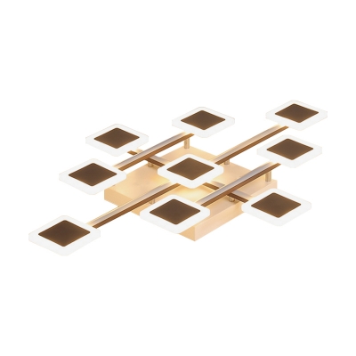 Square Acrylic Ceiling Light Fixture Modernism Brown LED Ceiling Lamp in Warm/White Light, 35.5