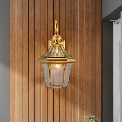 Traditional Birdcage Sconce Light Fixture 1-Bulb Metal Wall Lamp in Gold for Porch