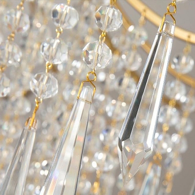 Waterfall Chandelier Lamp Modern Faceted Crystal 3/4 Heads Brass Suspended Lighting Fixture, 18.5