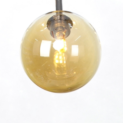 3/9/12-Head Restaurant Chandelier Light Fixture Industrial Amber/Clear/Smoke Gray Ceiling Lamp with Bubble Glass Shade, 13