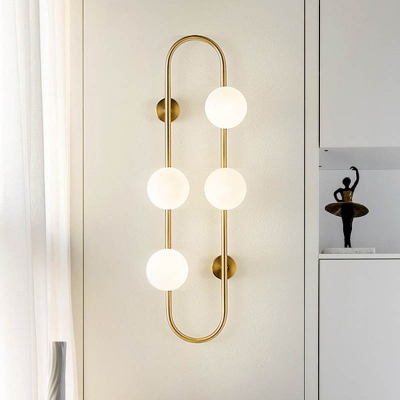 4 Lights Bubble Sconce Lighting Mid Century Style Opal Glass Wall Light for Bedroom