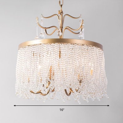 6/8 Lights Chandelier Light Fixture Circular Crystal Suspension Pendant in Gold for Living Room