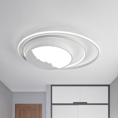 Acrylic Drum Ceiling Lighting Simple Style Gray/White LED Flush Mount Light, 19.5