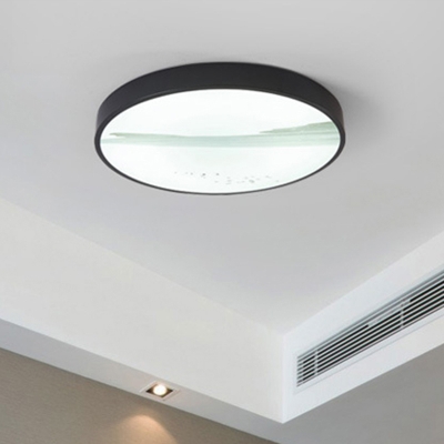 Black Disk Ceiling Light Fixture Simple Metal LED Flush Mount Light Fixture in Warm/White Light