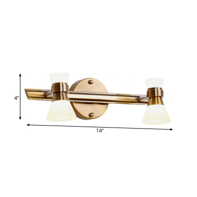 Brass Cone Vanity Lighting Fixture Traditional Metal 1/2/3-Bulb LED Bathroom Wall Mounted Lamp in Warm/White Light