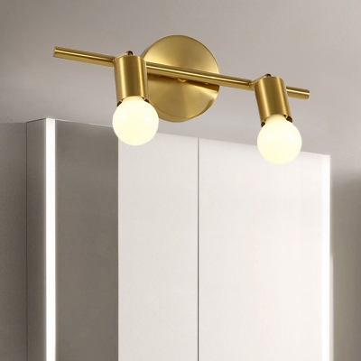 Brass Linear Vanity Sconce Traditional Metal 2/3/4-Bulb LED Bathroom Wall Mounted Light