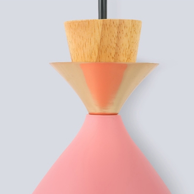 Conical Metal Hanging Lamp Contemporary 1 Light Pink Suspension Pendant Light for Dining Room