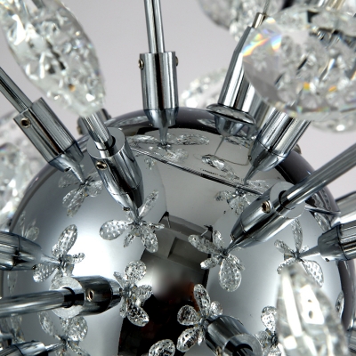 Contemporary Sputnik Semi Flush Mount Crystal 13 Heads Silver Ceiling Light Fixture