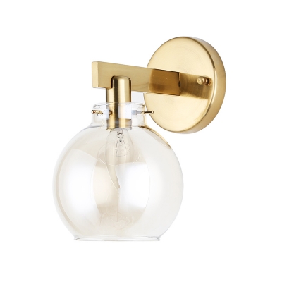 Dome Sconce Light Modern Style Frosted Glass 1 Bulb Golden Wall Mount Light Fixture