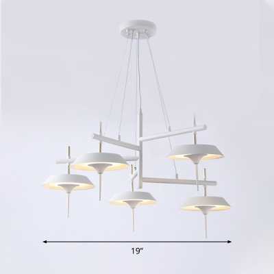 Drum Metal Chandelier Lamp Contemporary 5 Lights White Pendant Lighting Fixture for Living Room with Acrylic Shade