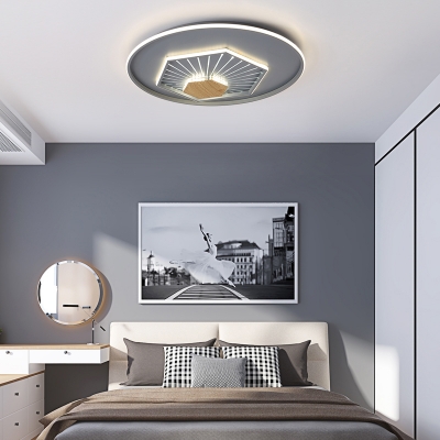 Geometric Acrylic Ceiling Mounted Fixture Modern Gray 19.5