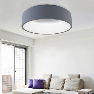 Gray Round Ceiling Light Simple Style Metal 18