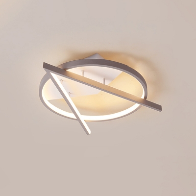 Gray V-Shape Ceiling Mount Light Fixture Simple Acrylic LED Flush Light in Warm/White Light, 16.5