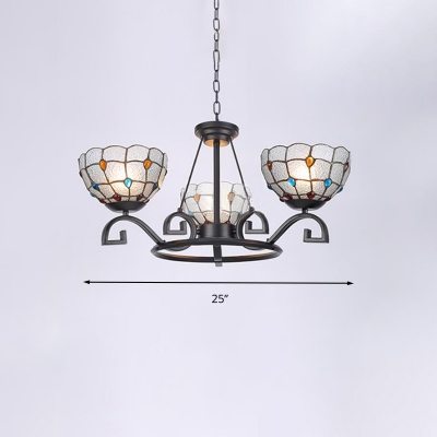 Handcrafted Art Glass Black Chandelier Lantern/Pearl/Magnolia 3/6/8 Bulbs Tiffany Suspension Pendant Light, 25