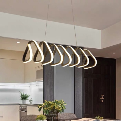 LED Ceiling Chandelier Modern Black Hanging Pendant Light with Triangle/Trapezoid Acrylic Shade, Warm/White/Natural Light