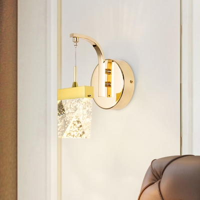 LED Geometric Wall Sconce Lighting Traditional Gold Clear Bubble Crystal Wall Light Fixture for Bedroom