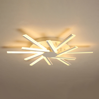 Linear Acrylic Semi Flush Mount Lighting Modernism White 31.5