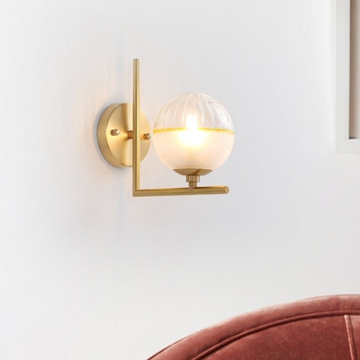Metal Armed Sconce Light Modernism 1 Head Brass Wall Lighting Fixture for Living Room