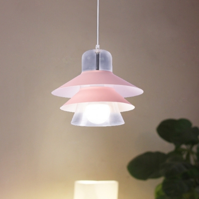 Metal Conical Hanging Light Modernist 1 Bulb Pink Pendant Lighting Fixture for Bedroom