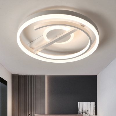 Orb Acrylic Ceiling Light Fixture Modernism Black/White LED Flush Light in Warm/White/3 Color Light, 16