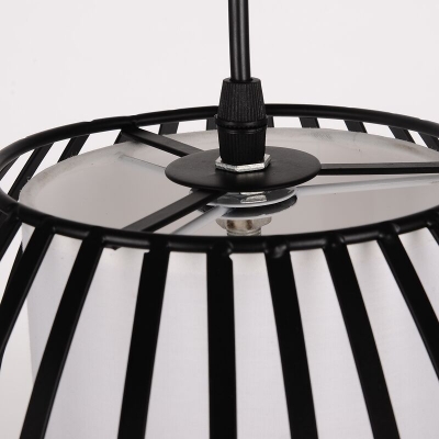 Oval Ceiling Pendant Light Simplicity Iron Single Light Black Suspension Lighting