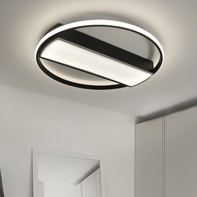 Rectangle Flush Mount Light Modern Acrylic Black/White LED Ceiling Lighting, 16