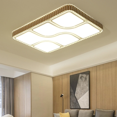 Rectangle Flushmount Lighting Contemporary Acrylic LED Gold Ceiling Flush Mount Lamp for Living Room, White/Warm Light