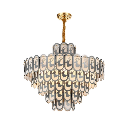 Round Ceiling Chandelier Contemporary Crystal 12/16 Lights Nickel Pendant Light Fixture