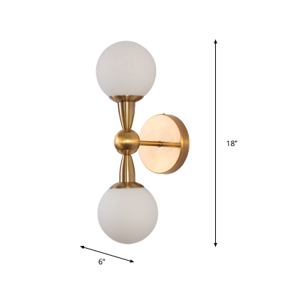 Spherical Hand Blown Glass Sconce Light Minimal 1/2-Bulb Brass Wall Sconce with Arm