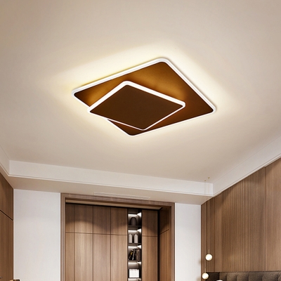 Square Ceiling Light Fixture Minimalist Acrylic Coffee/White 16