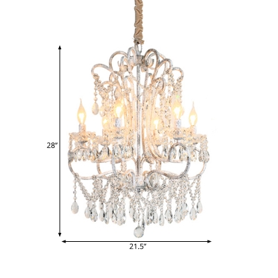 Traditional Curvy Chandelier Lamp 5/6 Lights Clear Crystal Pendant Light in Silver for Dining Room