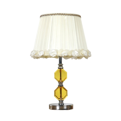 Vintage Octagonal Nightstand Lamp Single Bulb Beveled K9 Crystal Table Light in White