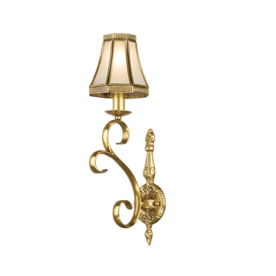 1/2-Bulb Wall Sconce Traditional Brass Cone Metal Wall Light Fixture for Living Room