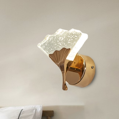 1/2 Bulbs Ginkgo Wall Sconce Lighting Traditional Gold Bubble Crystal LED Wall Light Fixture in Warm/White Light