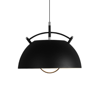1 Bulb Living Room Hanging Lighting Contemporary Black Ceiling Pendant Light with Bowl Metal Shade