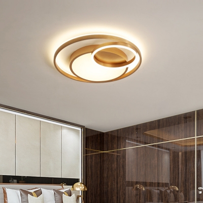 Acrylic Circle Flush Mount Lamp Postmodern Gold LED Ceiling Light Fixture in Remote Control Stepless Dimming/Warm/White Light, 16