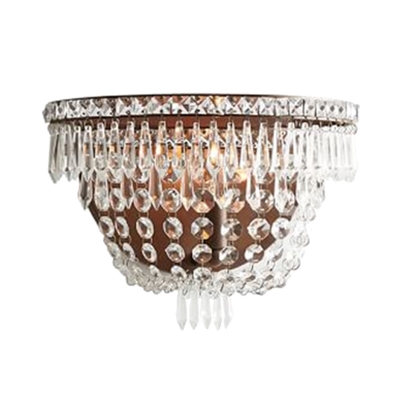 Basket Clear Crystal Sconce Light Modernism 1 Bulb LED Wall Lighting Fixture for Living Room