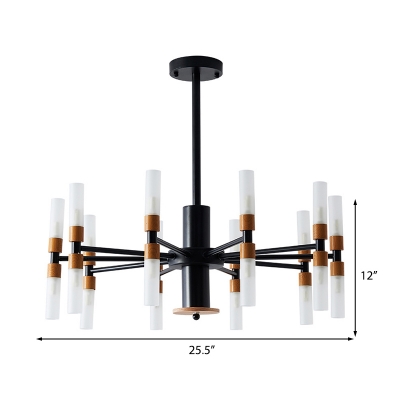Black Radial Pendant Lamp Modernism Multi Light Indoor Ceiling Chandelier with Linear Glass Shade