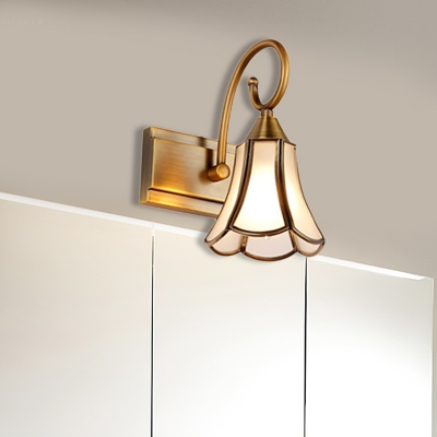 Brass Flower Vanity Light Traditionalism Metal 1/2/3 Bulbs Bathroom Wall Lighting Fixture