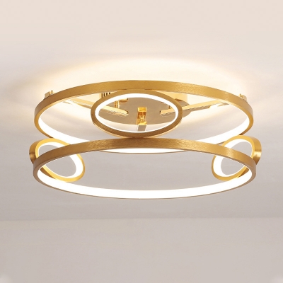 Circular Acrylic Flush Mount Light Postmodern Gold 18