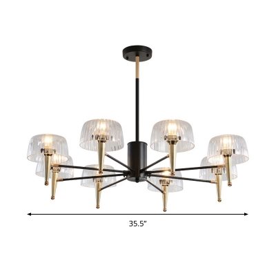 Clear Glass Tapered Chandelier Light Contemporary Style 6/8/10 Lights Gold Finish Hanging Ceiling Light