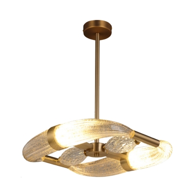 Crooked Living Room Suspension Lamp Postmodern Ridged Crystal Gold LED Pendant Chandelier