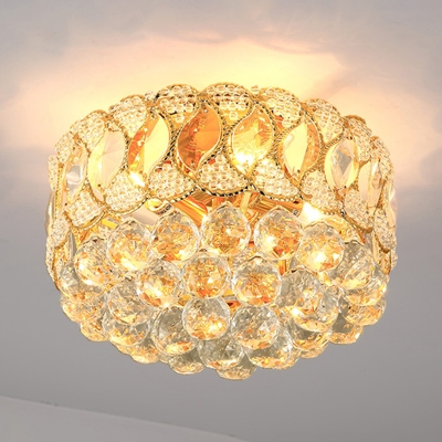 

Crystal Ball Round Ceiling Mount Contemporary 3 Lights Gold Flush Mount Lighting Fixture for Hallway, HL580056