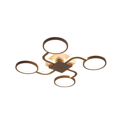 Dark Coffee Ring Flush Light Contemporary Acrylic LED Ceiling Lamp in Warm/White Light, 19.5