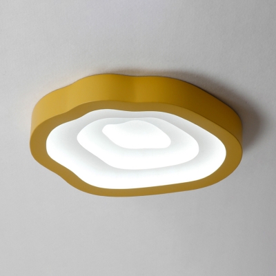 Geometric Flush Mount Macaron Metal Black/Yellow/Green LED Ceiling Lighting in Warm/White/Third Gear Light
