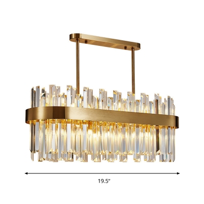 Gold Oval Chandelier Light Traditional Crystal Block 6/8 Heads Dining Room Hanging Ceiling Light