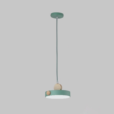 Green Round Suspension Lamp Minimalist 1 Light Metal Hanging Pendant Light for Dining Room
